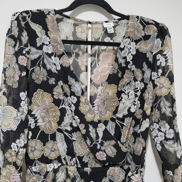 River Island Floral Print Twist Front Long Sleeves Mini Dress Size 12 - Picture 7 of 15